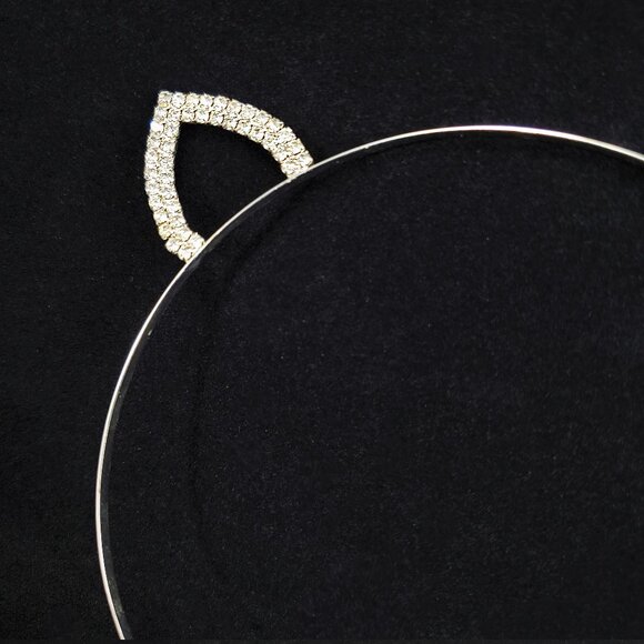 Rhinestone cat ear headband silver - Picture 7 of 8